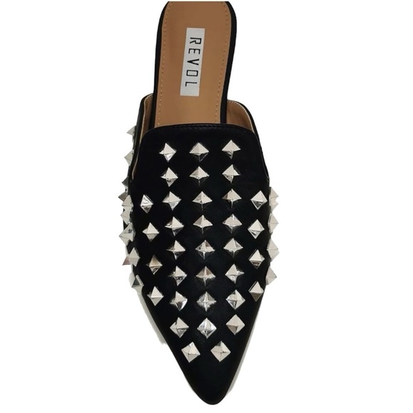 Shoes - Revol - Black Studded Mule Slides - Size 7